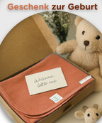 Babydecke als Geschenk zur Geburt braun jubi