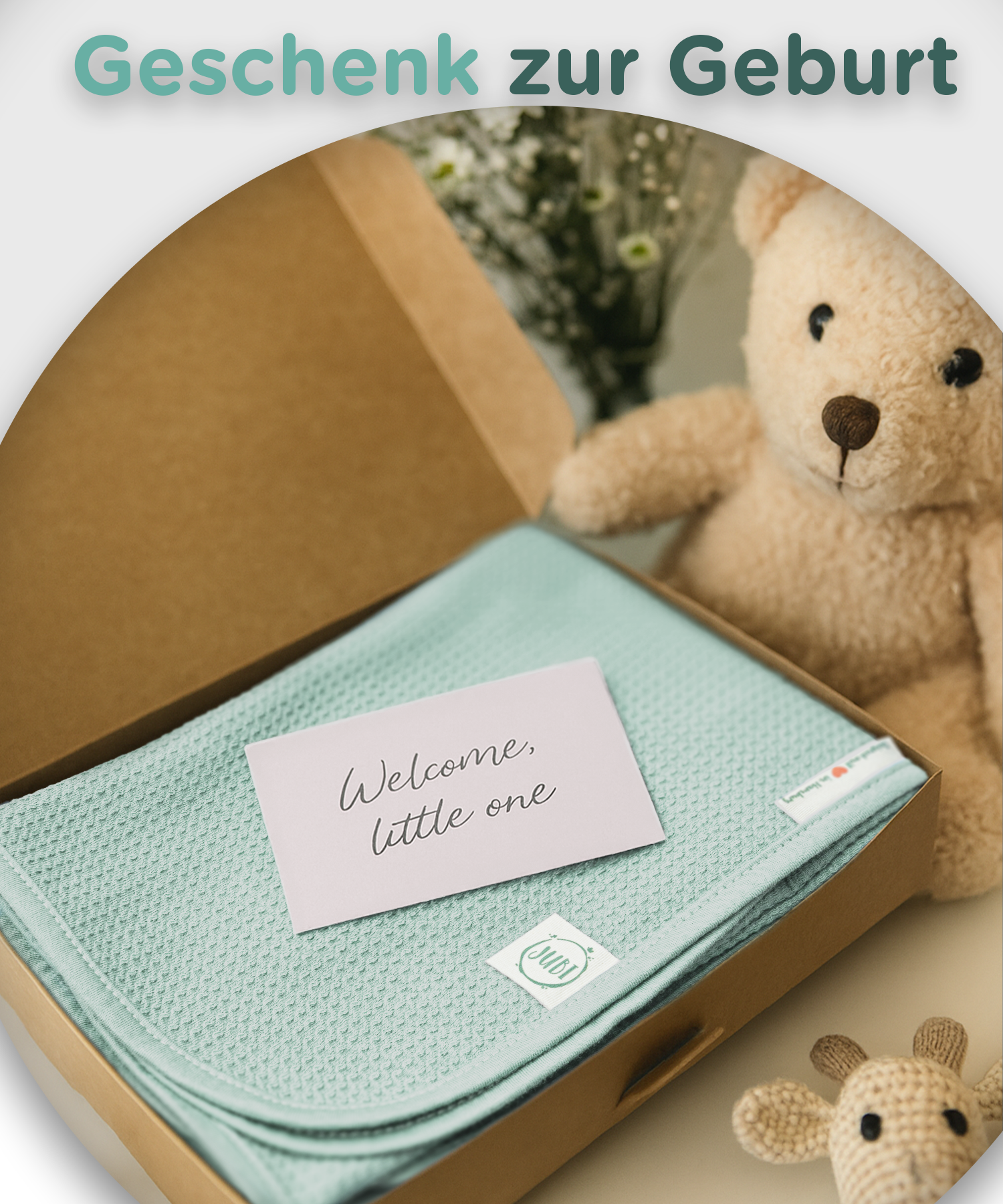 Babydecke als Geschenk zur Geburt mint jubi