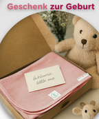 Babydecke als Geschenk zur Geburt rosa jubi