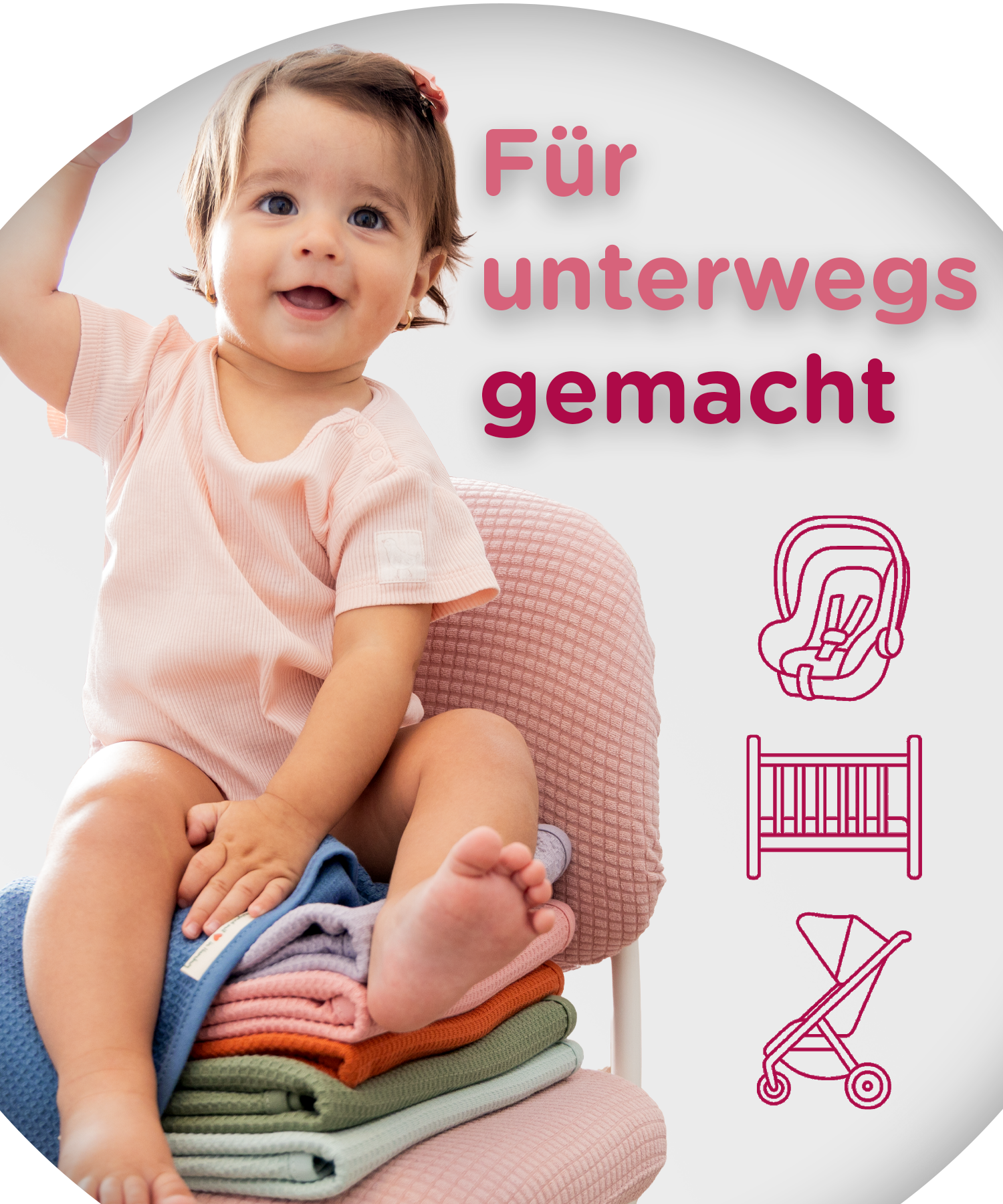 Babydecke_aus_Baumwolle_im_Kinderwagen rosa
