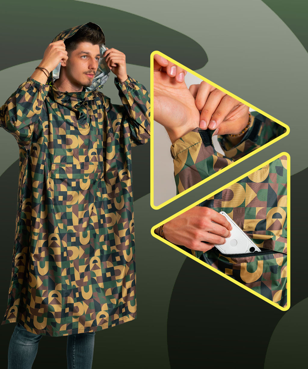 Regenponcho Herren aus 100 % recyceltem Polyester