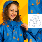 Blauer Regenponcho für Kinder aus recyceltem Polyester