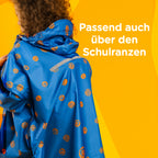 Blauer Regenponcho für Kinder passend für Schulranzen