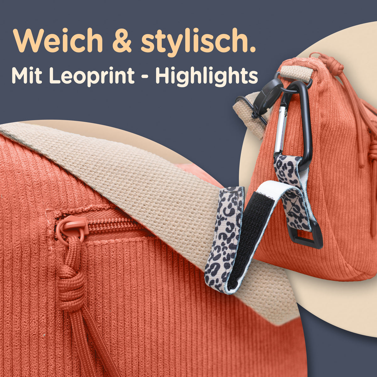 Große Moonbag XL Wickeltasche aus braunem Cord von Jubi