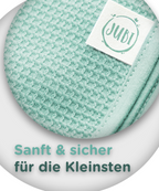 Hochwertige Baumwolle der Jubi Babydecke im Detail mint