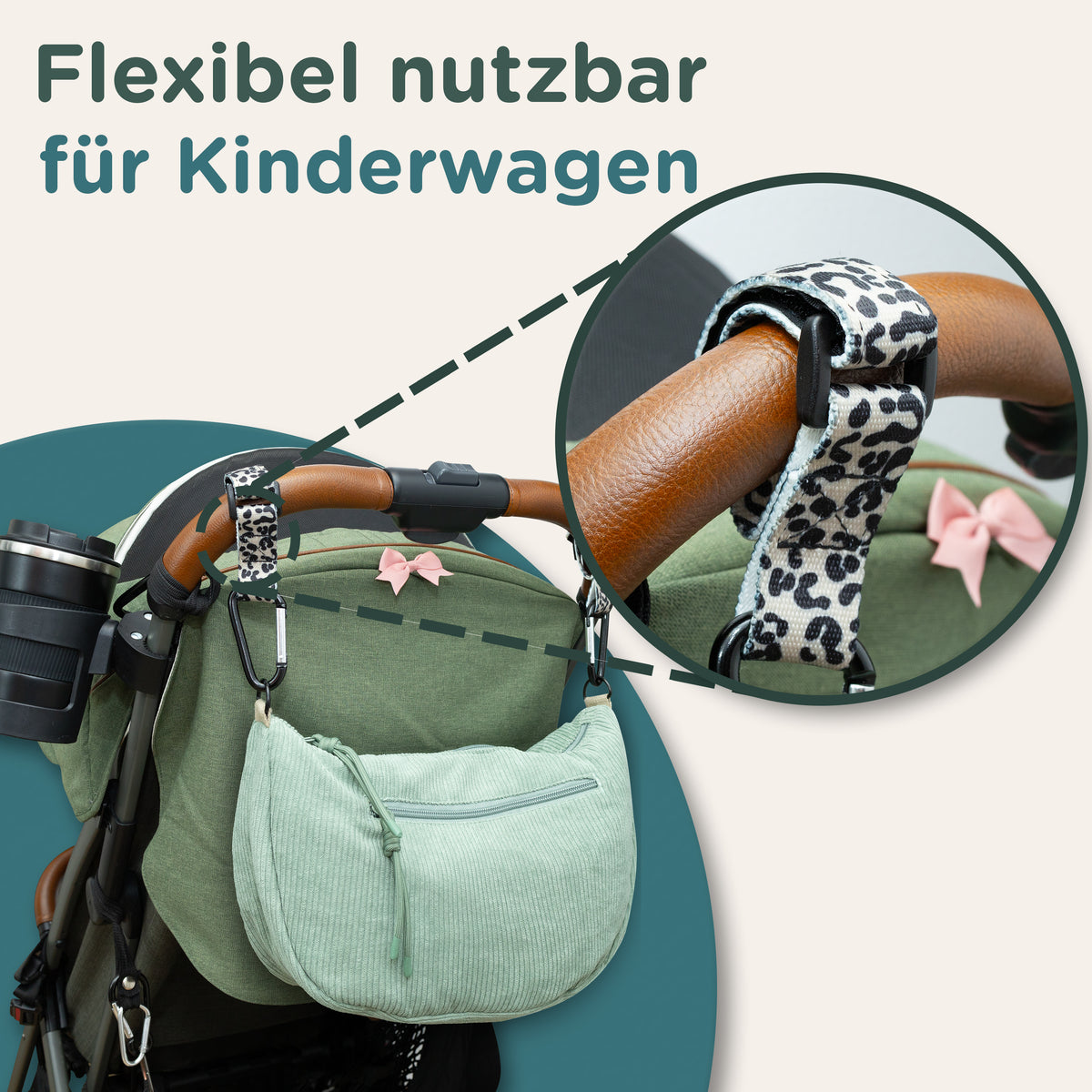 Mint Moonbag XL Wickeltasche mit Leoprint für Kinderwagen und Alltag