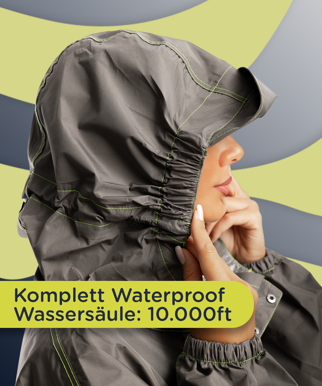 Recyceltes Polyester des grauen Regenponchos von Jubi