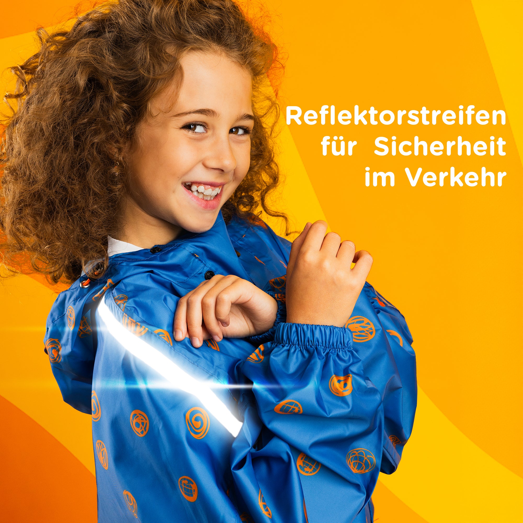 Regenponcho Kinder mit Reflektoren jubi blau