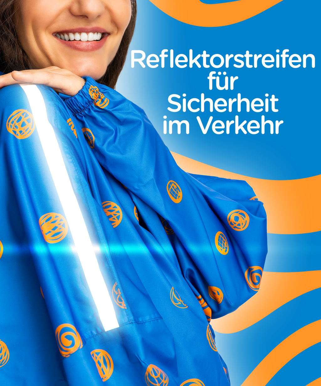 Regenponcho für Damen in der Stadt aus recyceltem Polyester mit Reflektoren
