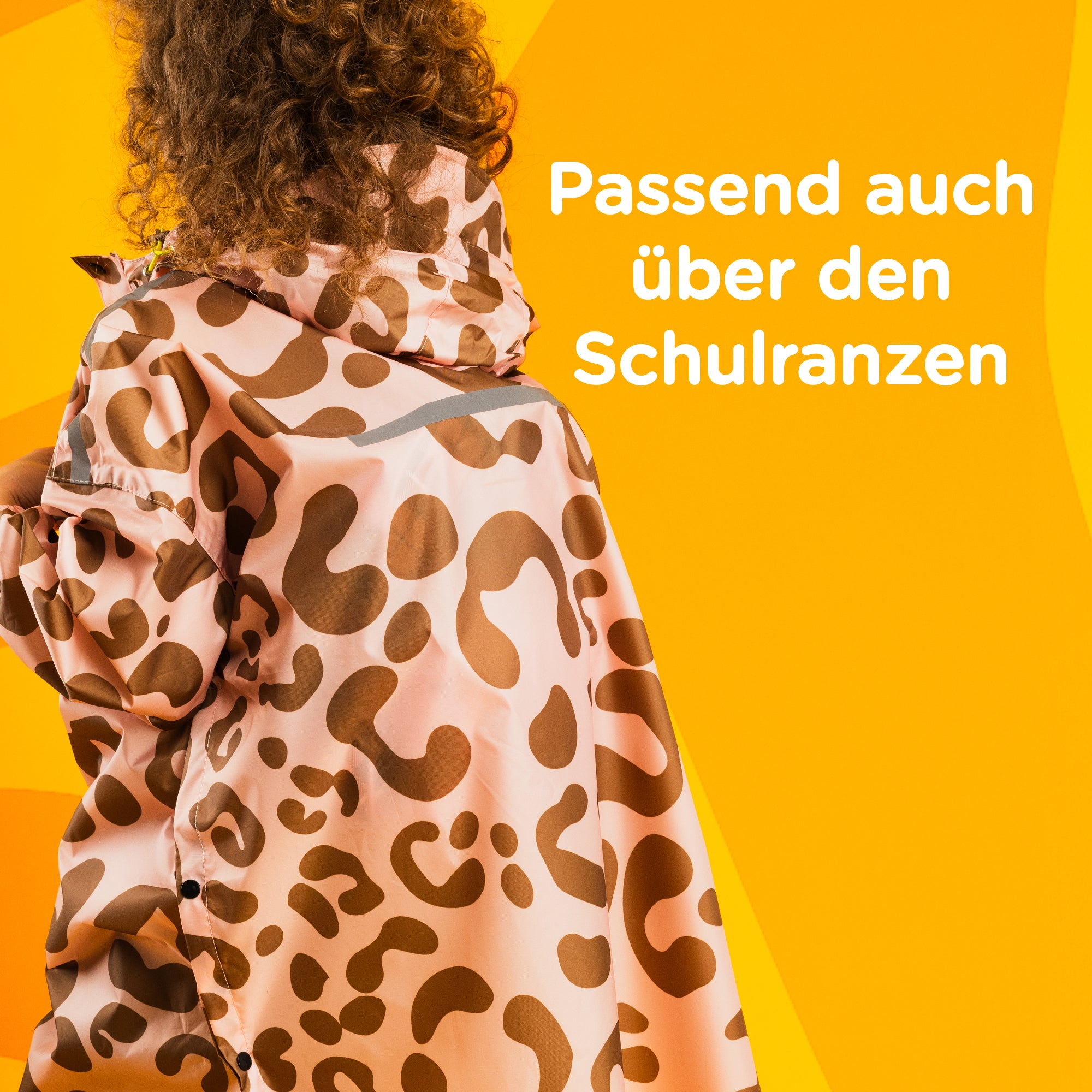 Regenponcho für Kinder im Leo Print in der Rückansicht