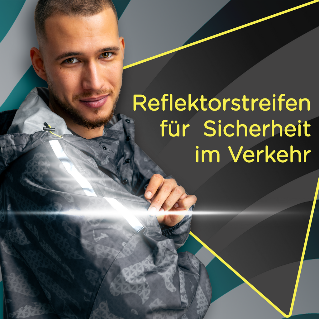 Wasserdichter Regenponcho für Herren beim Fahrradfahren jubi