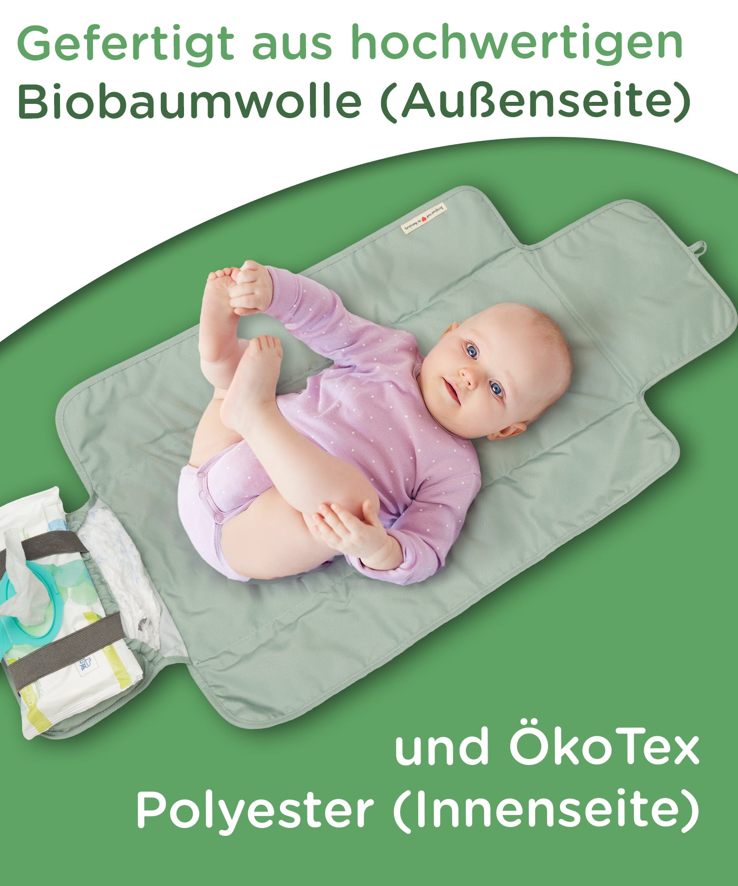 Wickeltasche für unterwegs, wie sie im Alltag von Hebammen empfohlen wird