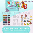 Nach Farben sortierte Bügelperlen im Aufbewahrungssystem