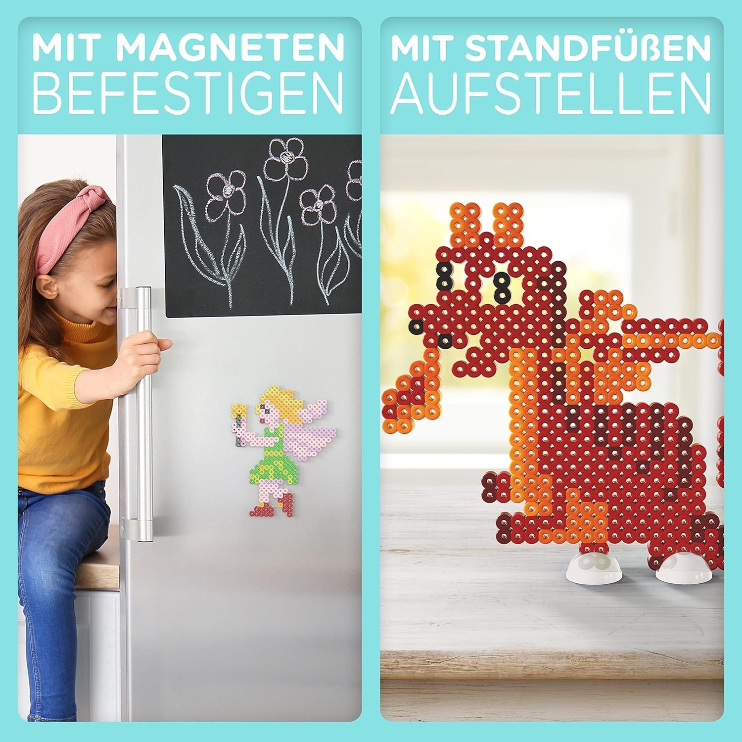 Komplettes Bügelperlen Set mit Vorlagen und Steckplatten