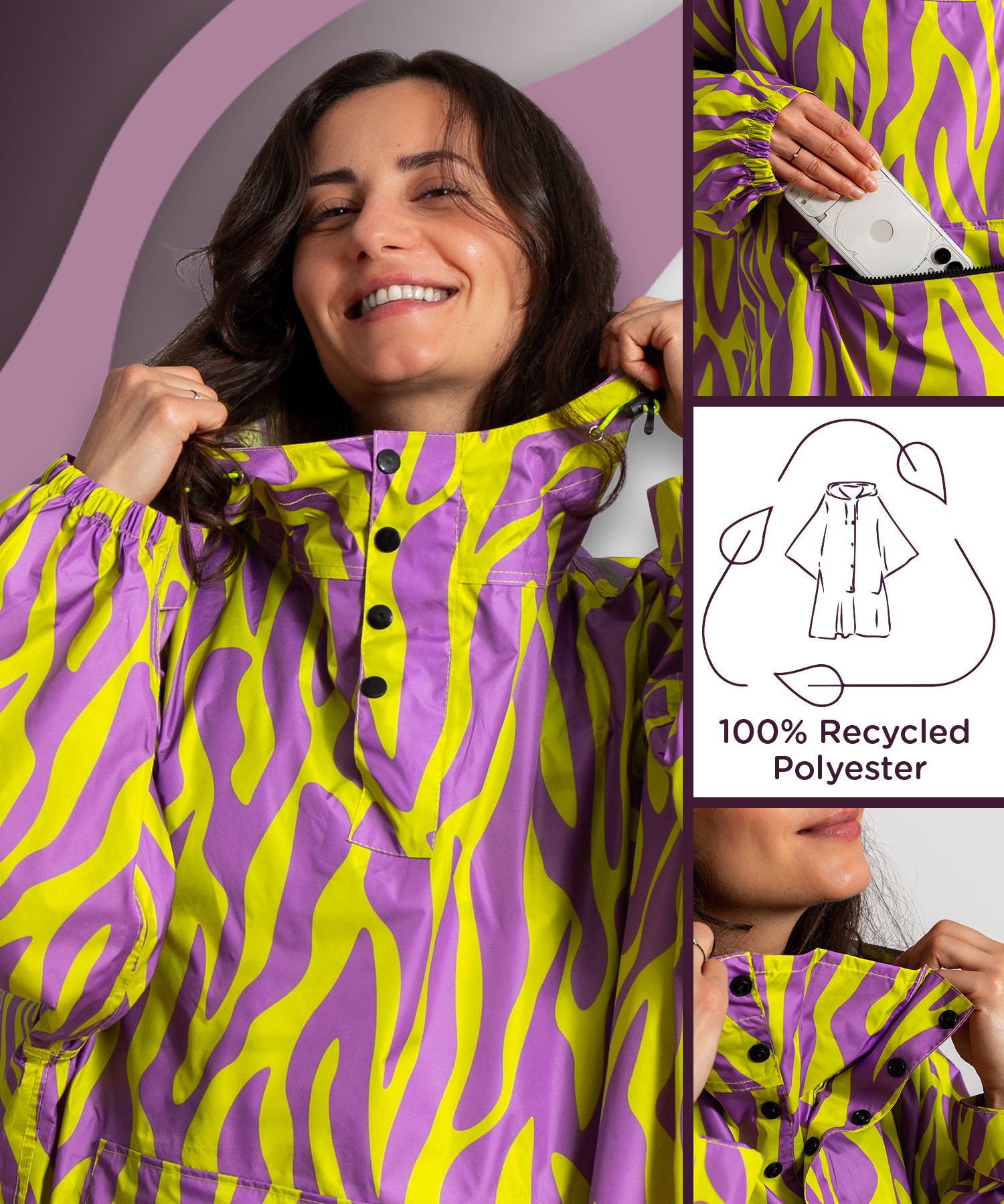 Regenponcho Damen aus recycled Polyester