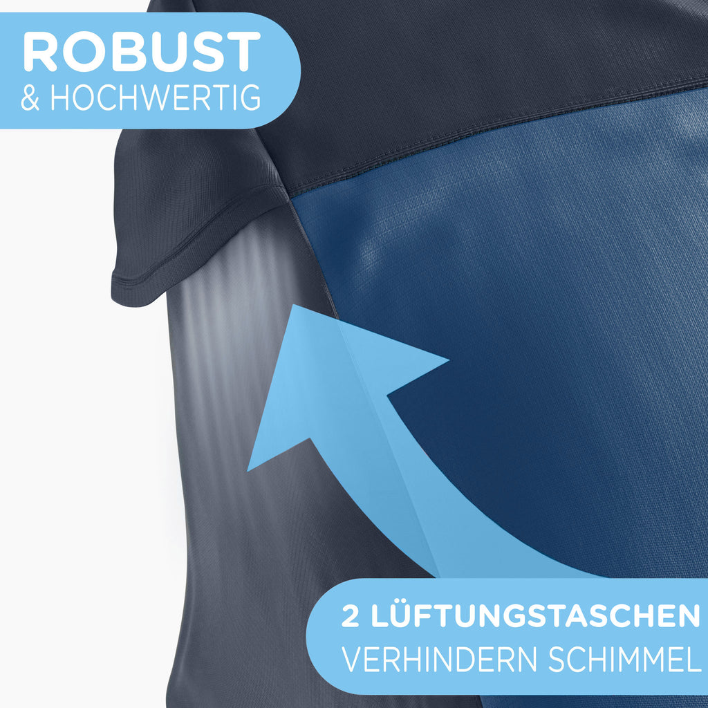 Fahrradanhänger geschützt vor Regen mit Abdeckung