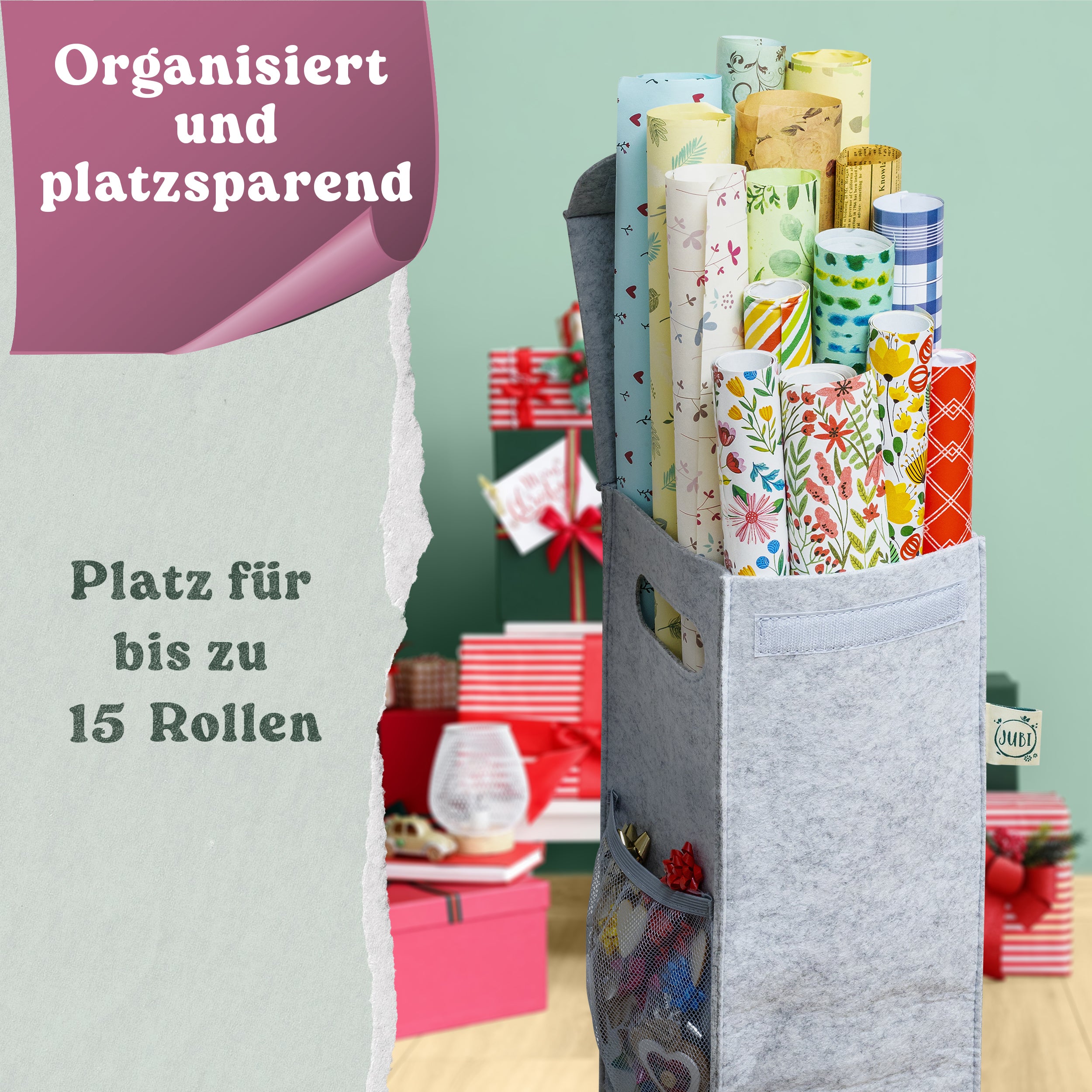 Geschenkpapier Organizer – Aufbewahrung für Rollen
