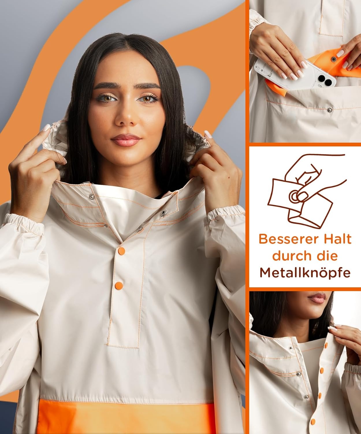 jubi regenponcho damen neon orange stylisch