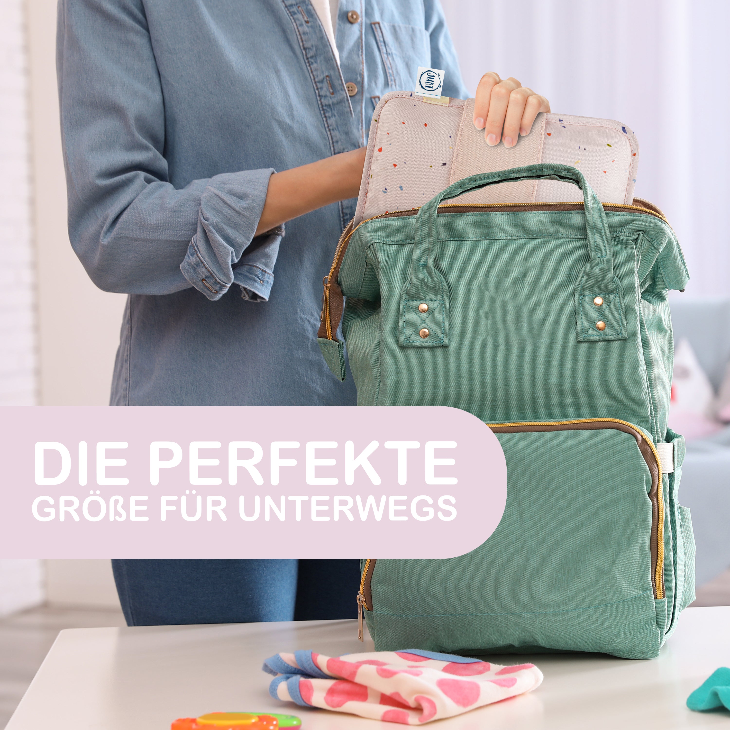 jubi windeltasche mit wickelunterlage rosa