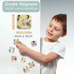 Kind nutzt magnetischen Wochenplaner von Jubi
