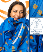 Nachhaltiger Regenponcho für Damen in Blau aus recyceltem Material