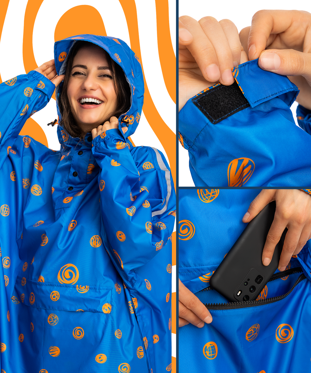 Kompakt faltbarer Regenponcho für Damen aus recyceltem Polyester