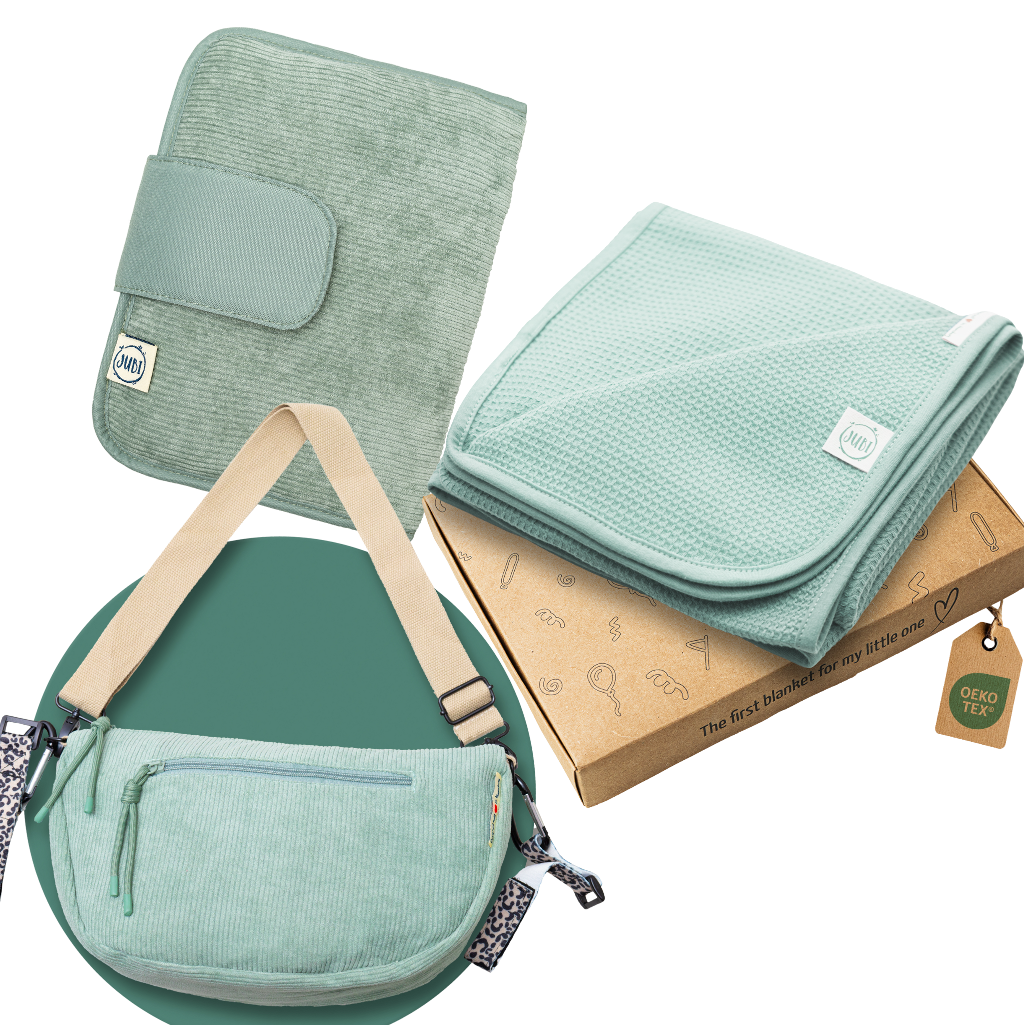 Spare 10€ mit unserem Jubi Sorglos-Unterwegs-Set™ (Moon Bag + Wickeltasche + Decke)