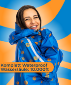 wassdichter Regenponcho für Damen mit anpassbare Kaputze aus recyceltem Polyester 