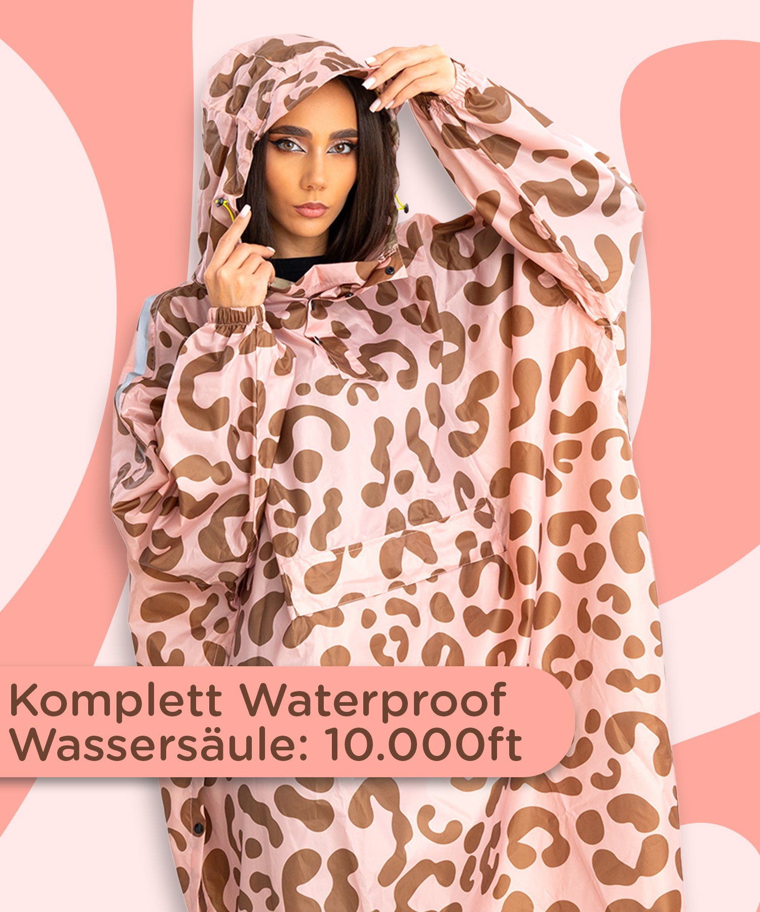 wasserdichter regenponcho damen leo muster jubi