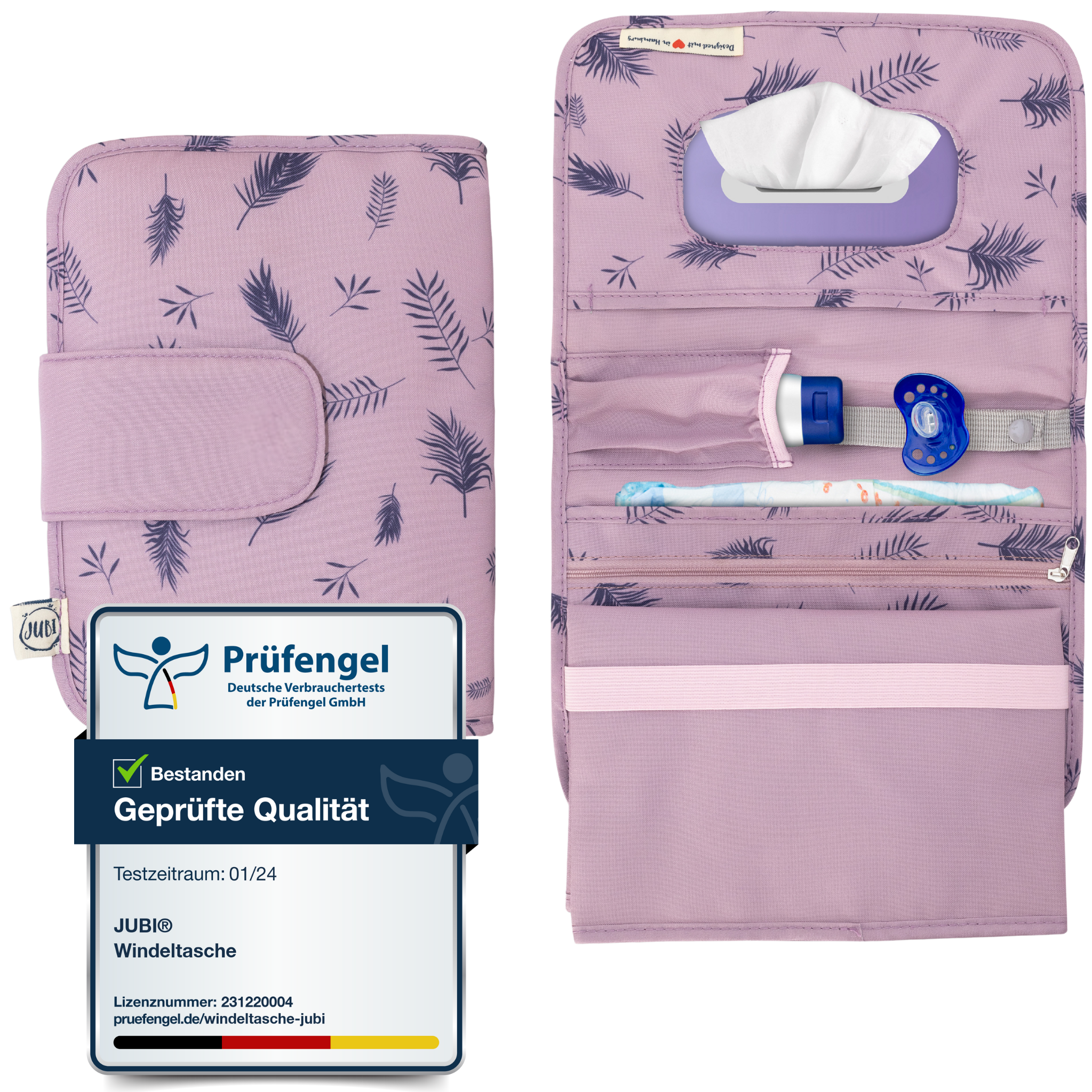 wickeltasche-unterwegs-kinderwagen-jubi_lilla mit palmen